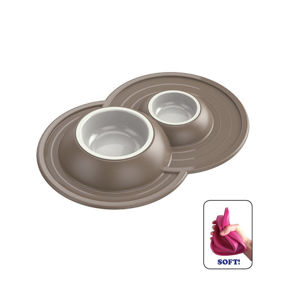 Picture of Volcano PP Double - soft bowl-holder with two plastic bowls inside cm. 49 x 33 x 6 h. - L 0,230+0,600.