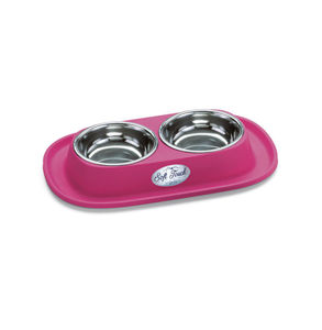Picture of Soft Touch INOX Big cm. 28 x 28 x 5,5 h - soft bowl-holder with INOX bowl inside.