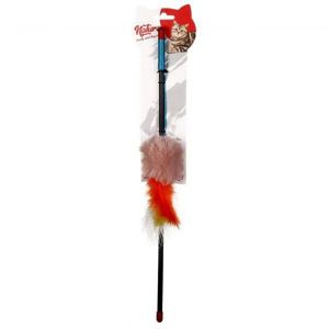 Picture of NATURA FEATHERED PLUSH BALL CAT TOY ROD 45 CM PTC-022
