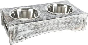 Picture of Stainless Steel & Wood Bowl Set For Dogs & Cats - Trixie
